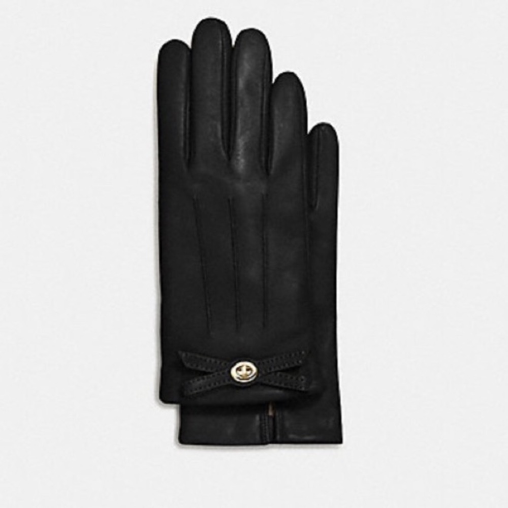 [NWOT] Coach Turnlock Black Leather Gloves